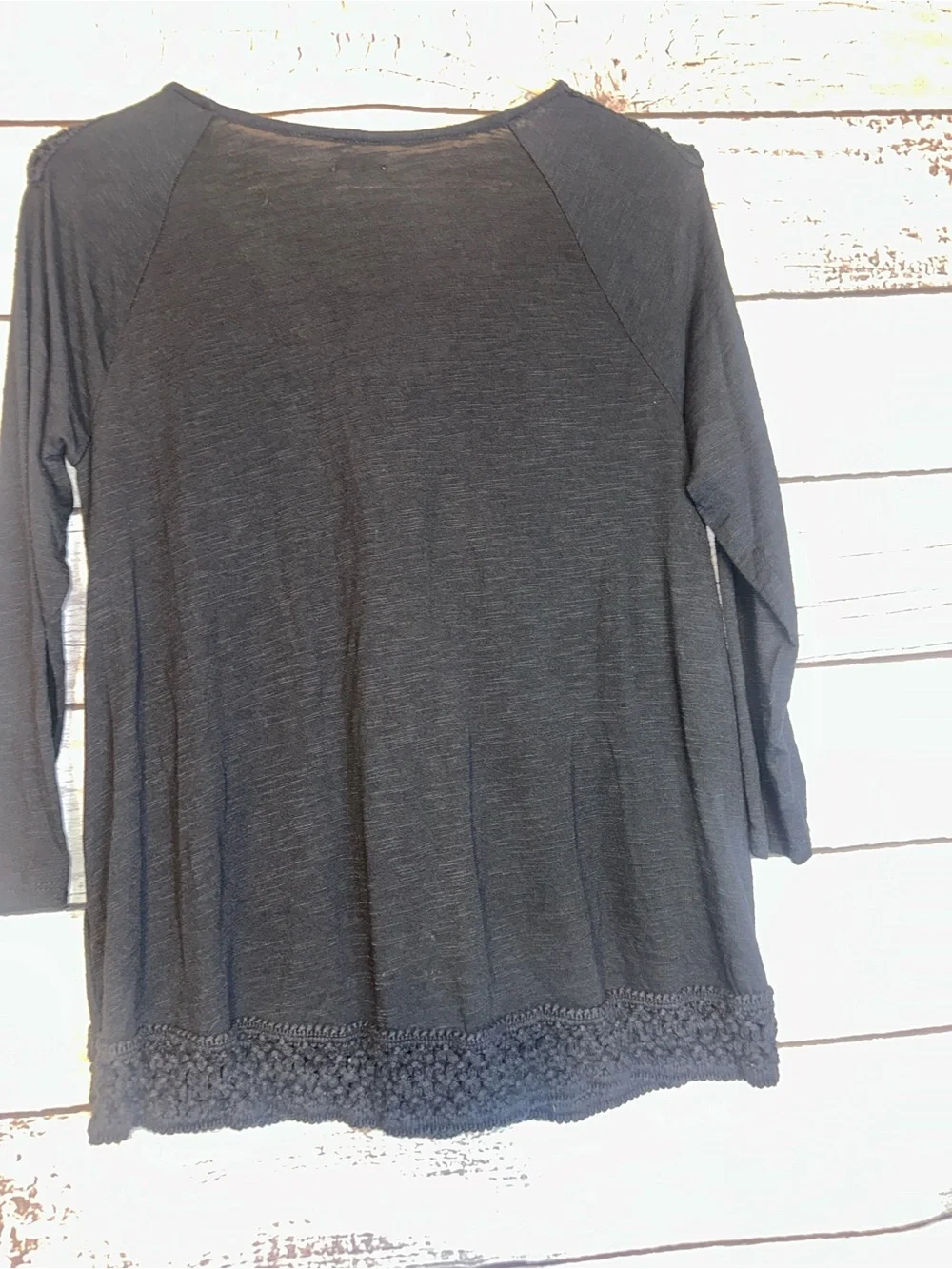 Hollister Black Crochet Trim Boho Tunic Top Medium